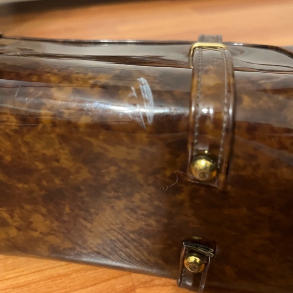 LEWIS Vintage 50’s Brown patent satchel with gold tone hardware - Picture 5 of 8